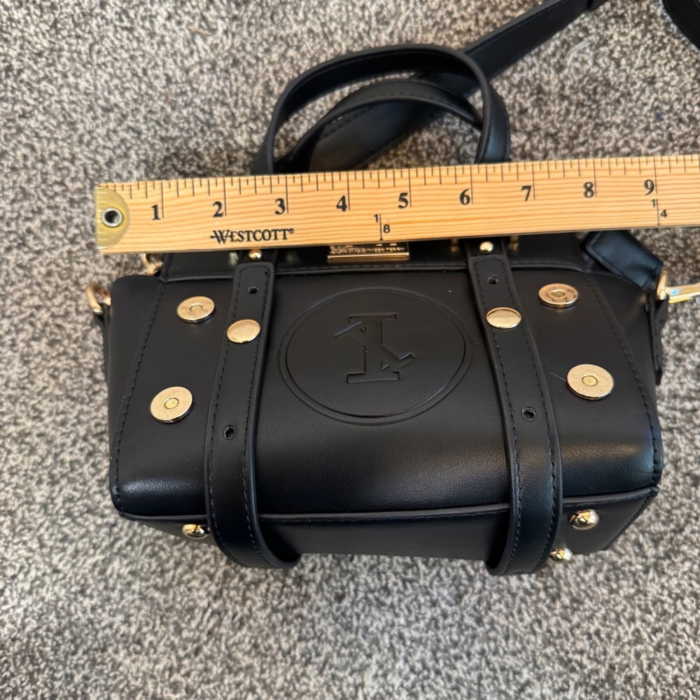 IEMBE by Travis Derry Black Mini Satchel Crossbody Bag Gold Hardware - Picture 9 of 12